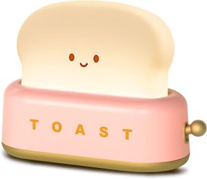 Mood Lamp Night Light for Kids Cute Toaster Night Light Table Lamp Led Rechargeable Portable Adjustable Brightness