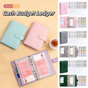 GONUUWGL ic button Cash Budget Ledger A6 Macaron Color PU Leather Folder Efficient Academic Weekly Agenda Loose-leaf Notebook School Supplies