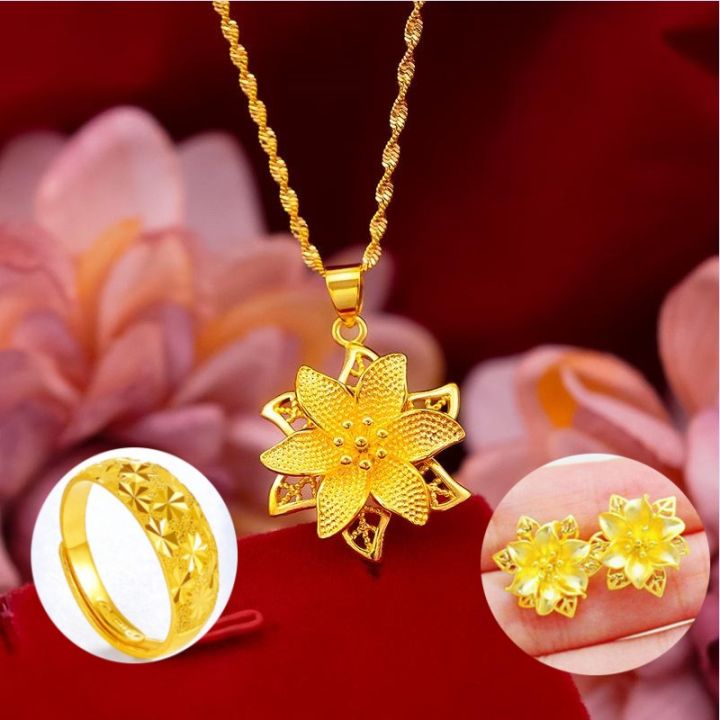 1 Gram Gold Plated With Diamond Pretty Design Necklace For Ladies - Style  A257