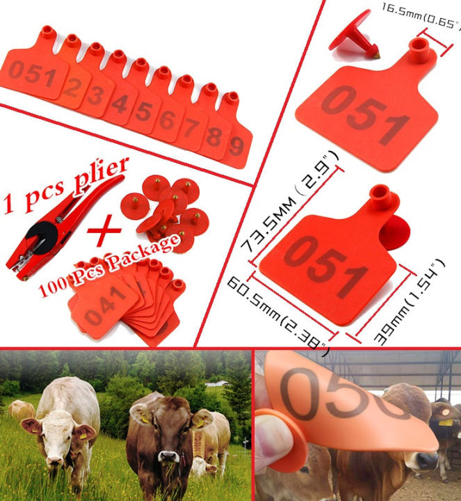 ป้ายติดหูสัตว์ปศุสัตว์ TPU สีแดง