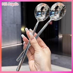 [Hill Angelia] Stainless Steel Spoon Korean Long Handle Tableware Thicken Stirring Ice Spoon Meal Spoon Household Dinner Spoon