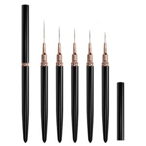 5PCS Nail Artistrys Brushes Kit Durability Plastic Body Soft Nylon Head Painting Brush For Delicate Strokes And Shaping