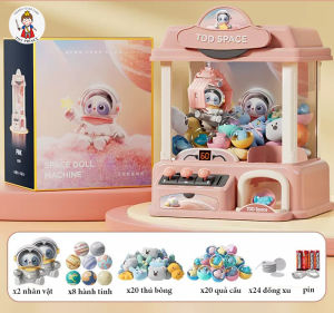 MÁY GHẮP THÚ MINI SIZE LỚN PHI HÀNH GIA MÁY PHÁT NHẠC ĐÈN  KÈM THEO NHIỀU THÚ BÔNG QUẢ ĐỊA CẦU XU NHÂN VẬT PHI HÀNH GIA