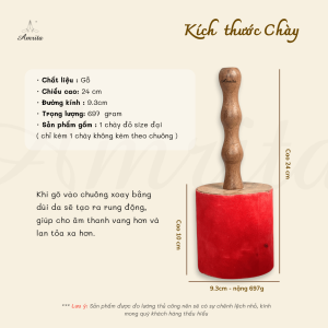 [Amrita] Chày da đỏ Size Đại đánh chuông đồng chuông xoay từ 24cm - 60cm -Mallet Striker - Chùi Gỗ Gõ Chuông -CXNP54