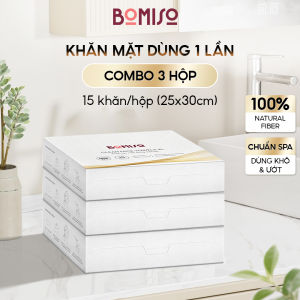 Combo 3 hộp khăn mặt khô du lịch dùng 1 lần sợi thực vật siêu mềm mịn size cực đại 25x30cm BOMISO
