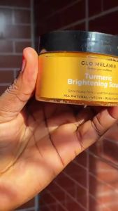 Glo Melanin Turmeric Brightening Scrub for Dark Spots [4 oz]  Includes Jojoba Oil - Sea Salt & Vitamin E Brightening for Inner Thighs - Bikini Area - Underarms Natural Exfoliating