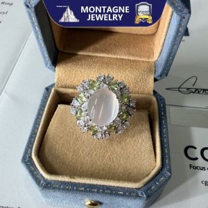 Montagne Jewelry Natural Moon Stone Ring Crystal Gem Inset Green Garden Design Fine Jewellery 925 Silver Ring