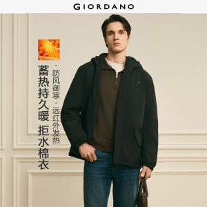 Giordano Men G+ far-infrared hooded padded jacket Free Shipping 01076687
