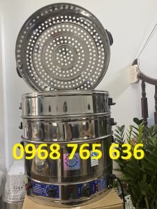 Nồi hấp bánh bao bánh flan bánh giò 52cm 3 tầng hấp chạy điện gia đình [BẢO HÀNH 12 THÁNG - TẶNG DỤNG CỤ VỆ SINH]