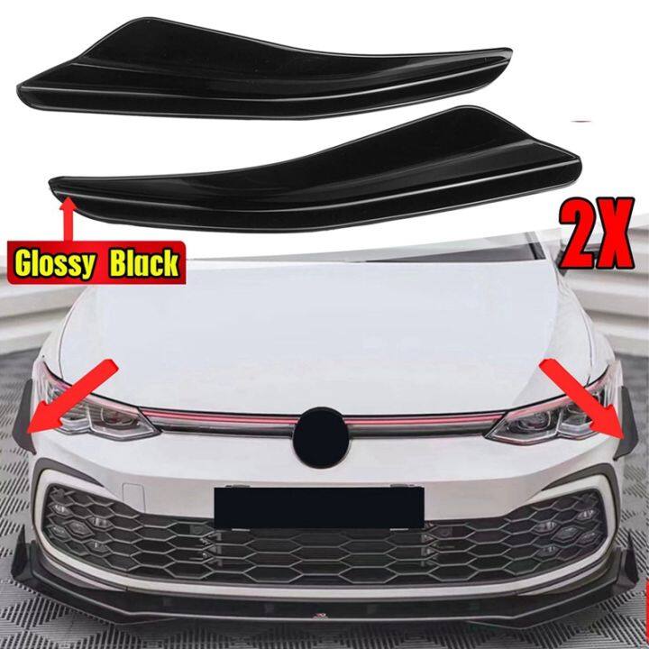 2Pcs Car Bright Black Front Bumper Side Spoiler Splitter Wing for- Golf ...