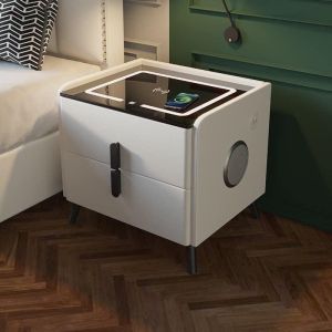 [Tủ 2 Tầng] Tủ Táp Đầu Giường Thông Minh Đa Năng Phong Cách Trẻ Loa Bluetooth Bass To Khỏe Sạc Không Dây Cổng USB  Đèn Led Kiêm  Đèn Ngủ Sang Trọng