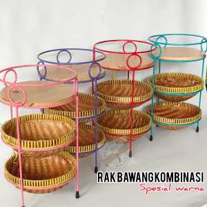 rak bumbu susun kombinasi spesial warna | rak bawang susun serbaguna lengkap anyaman bambu