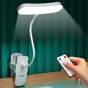 YING39292 Remote Control LED Lamp Clip-on Design Brightness Adjustment Bedside Lights USB Charging Desk Study Lamp for Dormitory