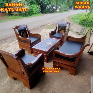 Kursi Tamu Jati Minimalis Semut Set Meja Tamu Jati Lengkap Busa