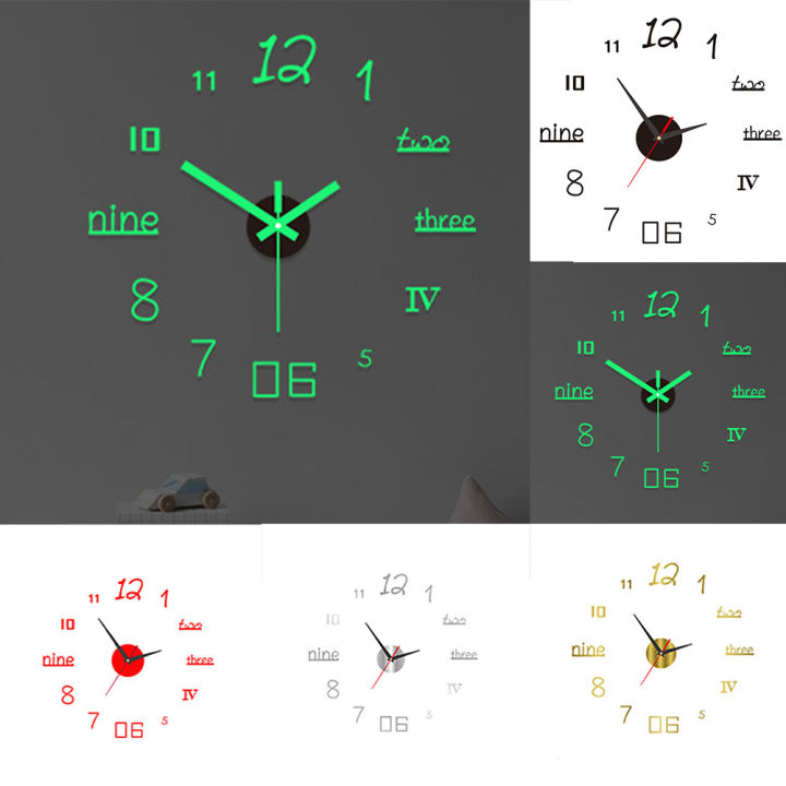 1set 40cm Simple Luminous Mute Clock DIY Stereo Digital Wall Clock ...