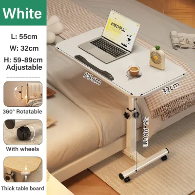 JAIJU Adjustable Height Laptop Table Portable Movable Bedside Table With Wheels Foldable Computer Desk Portable Table Study Table Meja升降桌子床边桌
