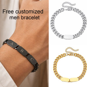 Custom Bracelets for Men Cuban Link Name Bracelet Personalized Jewelry Gift for Dad Husband Friend