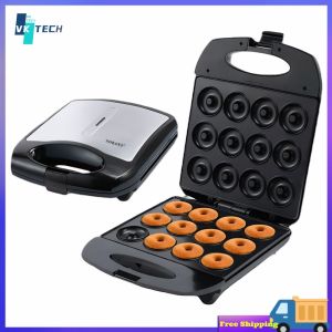 [ VKTECH ] Multi-Function 12-Hole 1400W Donut Maker with Double-Sided Heating for Home Baking and Snacks