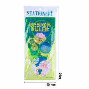 Chang ไม้บรรทัดวาดลวดลาย ไม้บรรทัดรูปทรงเรขาคณิต วาดรูปดอกไม้ สวยงาม ฝึกสมอง ruler set