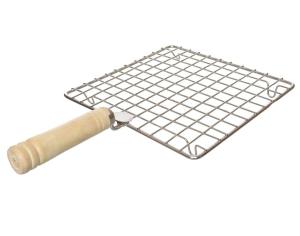 Round /Square Barbeque Net /Wired Roaster/ Roast Gril / Grill Rack / Roti Roast Grill Papad Roaster Chapati Toast Grill Wooden Handle (20 cm)