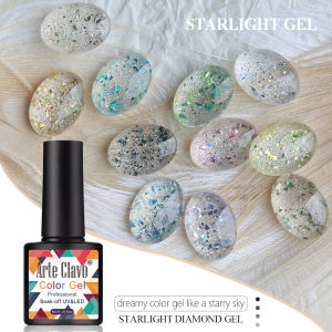 Arte Clavo 8ml Diamond Glitter Gel Nail Polish Bright Shining Sequins Soak Off UV LED Starry Nail Gel Semi Permanent Manicure