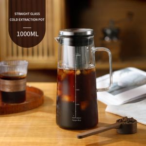 BINCOO Cold Brew Coffee Pot Glass Cold Extraction Pot with Filter Ice Drop Brewing Kettle Glass Coffee Pot Household Large Capacity 1.2L/1.5L/2.0L