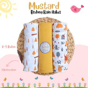Bedong Bayi Bahan Kaos 3 pcs Mustard Series 110 x 90