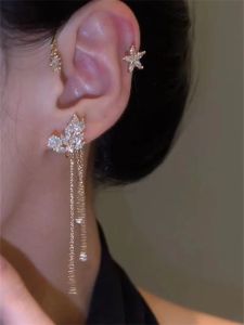 Star tassel ear clip diamond studded ear hook wheat ear bone clip no ear hole