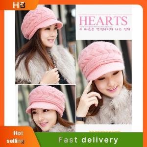 HB Women Knitted Hat Winter Warm Knitted Baggy Beret Beanie Hat Ski Hat