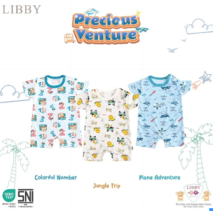 1 Pcs LIBBY Baju Kodok Segiempat / Romper Motif (0-3M) | Baju Bayi / Perlengkapan Bayi Baru Lahir