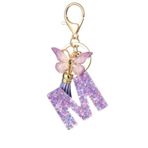 Stanley Ungu Butterfly Resin Keychain Gantungan Kunci Huruf Liontin Cangkir Air
