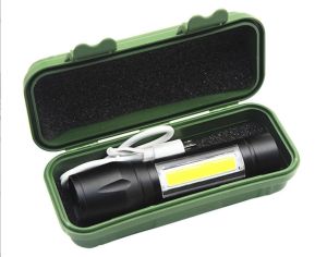 GloryStar Aluminum Mini COB Zoomable Flashlight Usb Rechargeable Work Light Torch Outdoor Emergency Inspection Lamp