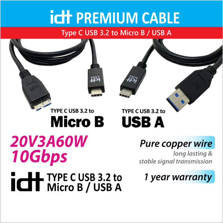 IDT USB-C Type C To Micro B USB-B And USB A Cable High Speed Cable For ...