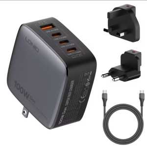 Travel Charger LDNIO Q408 100watt GAN Technology Super Fast Charging Universal Plug