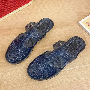 [Free Shipping] Hot-Selling New Style Round-Toe Transparent PVC Crystal Half-Slipper Sandals For Women Perfect For Summer Outdoor Wear