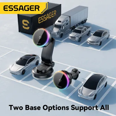 Essager 15W Không Dây Sạc thiết bị sạc xe hơi làm lạnh bán dẫn giá lắp trong xe 360 Miễn Phí độ xoay điện thoại trong xe ô tô Chủ Đa-Màu Môi Trường Xung Quanh Đèn Cho Iphone16 15 14 13 12 11-8 Samsung Huawei Xiaomi xe hơi phổ thông Làm Lạnh Không Dây Sạc