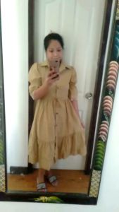 ShopInHere Bangkok Women Dress Collar Polo Dress A line Buttondown Plain Color Midi Dress Small- Large