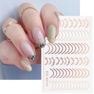【Easy to Apply】 Gold Silver French Style Metallic Line Nail Stickers Self Adhesive Nail Art Decals Nail Stickers/French Nail Art/Metallic Nail Stripes