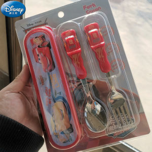 Disney Genuine Children Tableware Spoon Fork Box Cartoon Tableware Children Use Outing Carry Clean Eating Spoon Fruit Fork