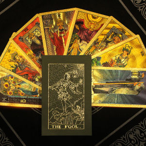 FCF Gold Foil Tarot Cards tarot Color-printed tarot cards PVC Waterproof Tarot Card Instruction Book Board Game Tablecloth