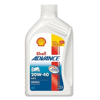 SHELL ADVANCE AX3 20W40 4T ENGINE OIL 1L MADE IN MALAYSIA 100% ORIGINAL