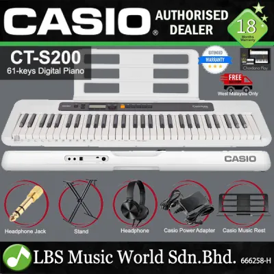 Casio CT-S200 61 Key Casiotone Electric Keyboard Full Package Music Piano White (CTS200 CT S200 CTS 200)