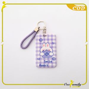 ONE-C1240 ID Card Holder Motif Karakter Lucu Pelindung Kartu Name Tag Tempat Kartu Akses Lanyard