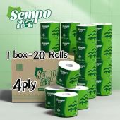 TISSUE PAPER ROLL Sempo Toilet paper Roll 4PLY（1box=20Rolls） 森宝卷纸有芯卷筒纸卫生纸家用厕纸加厚家庭实惠装纸巾 - Lazada