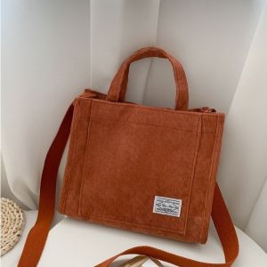 Sakurafashion#S3260 Korean Candy Color Corduroy Canvas Bag With Sling Tote Bag For Women