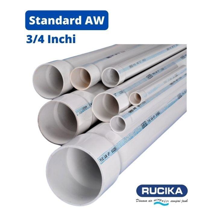 Pipa Pralon PVC RUCIKA standard(STD) AW ukuran 3/4" inch