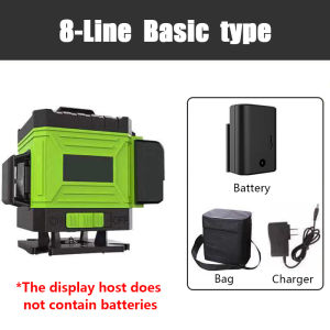 8/12 Line 3D Green Light Laser Level Digital Level Automatic Leveling 360° Rotating LED Display Measurement Tool