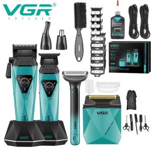 VGR V-877S3 Mens Salon Hair for Kit Digital Display Titanium Alloy Blades Rechargeable Built-in Battery 180-Minute Runtime