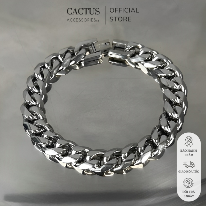 Vòng tay / Lắc tay CUBAN mắt xích vát cạnh kiểu dáng UNISEX thép titan ...