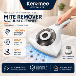 Keromee BD-360 Bed Mite Vacuum Cleaner 16000Pa 55°C Hot Air 8000 Taps/Min HEPA Filter for Mattress Sofa Bedding Pet Hair